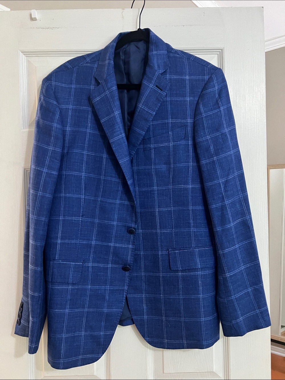 Giorgio's Palm Beach Blazer Suit Jacket Men's 52 Blue Plaid Loro Piana Cashmere.